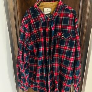 Legendary Whitetails Buck Camp Men's Plaid Flannel Shirt 3XT Tall Red Navy